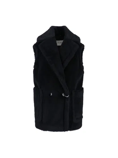Max Mara Sleeveless Teddy Jacket In Alpaca And Wool Jackets And Coats Black In Multi