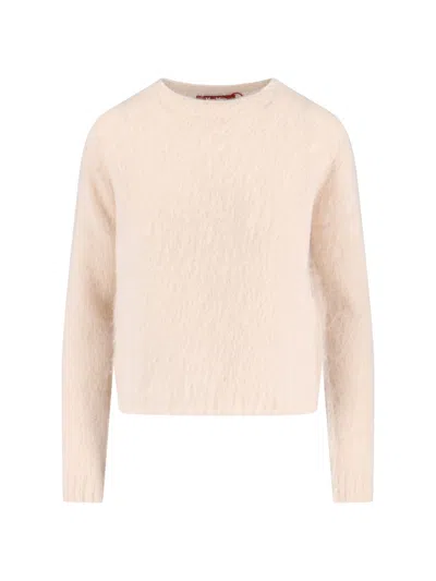Max Mara Soft Knitwear Long Sleeve Round Neck In Pink