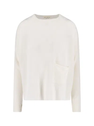 Ma'ry'ya Soft Knit Sweater In Virgin Wool And Cashmere Blend In White