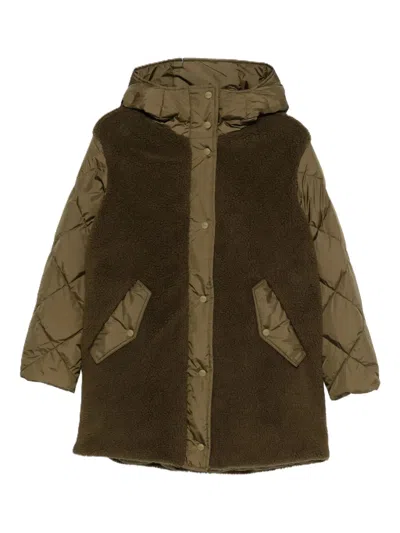 Herno Hooded Long Length Two-tone Jacket In Brown