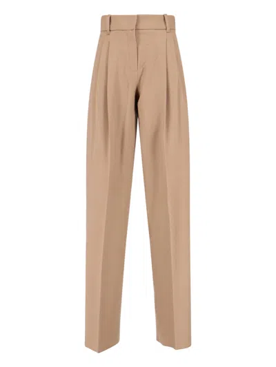Max Mara Beige Paride Solid Pants In Brown