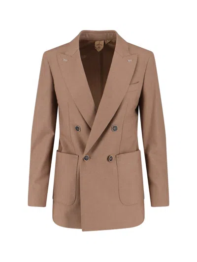 Max Mara Double-breasted Blazer Notch Lapel In Brown