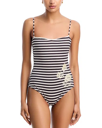 Juan De Dios Las Balsas Embroidered One Piece Swimsuit In Black