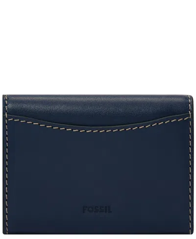 Fossil Lennox Flap Wallet In Blue