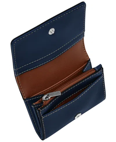 Fossil Lennox Flap Wallet In Blue