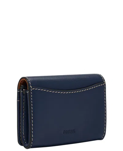Fossil Lennox Flap Wallet In Blue