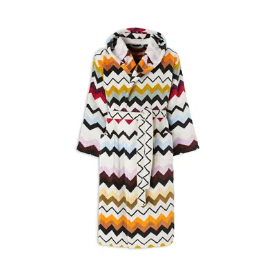 Missoni Murrina Hooded Bathrobe In Cotton Terry With Zig Zag Pattern In Multi