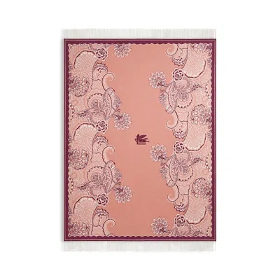 Etro Bloom Floral Jacquard Wool Throw In Pink