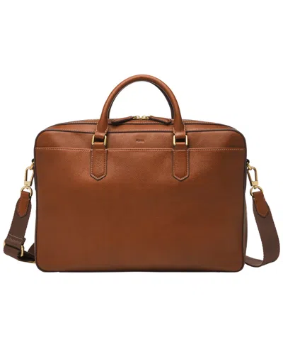 Fossil Men's Asher Leather Briefcase In Brown