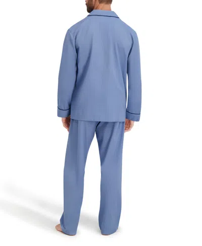 Hanes Men's Broadcloth Long Sleeve Pajama Set In Blue