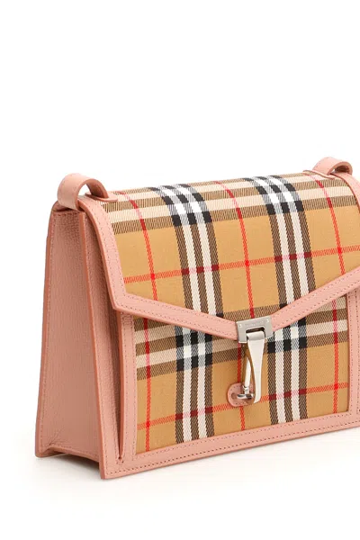 Burberry Small Checked Diagonal Backpack In Brown