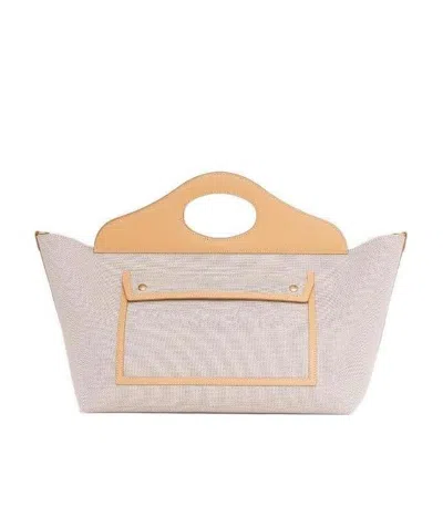 Burberry Grey Lambskin Soft Pocket Medium Tote In Neutral