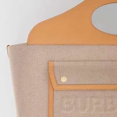 Burberry Grey Lambskin Soft Pocket Medium Tote In Neutral