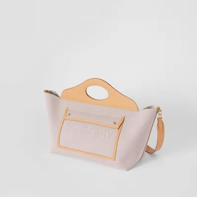 Burberry Grey Lambskin Soft Pocket Medium Tote In Neutral