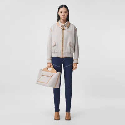 Burberry Grey Lambskin Soft Pocket Medium Tote In Neutral