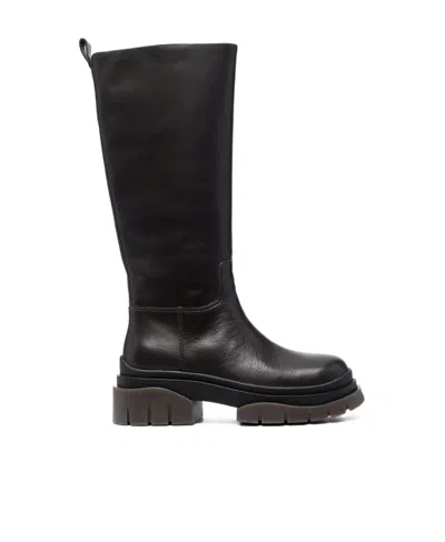 Ash Supremium 60mm Knee Length Leather Boots In Black