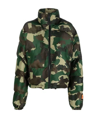 Heron Preston Camouflage Pattern Quilted Jacket In Black