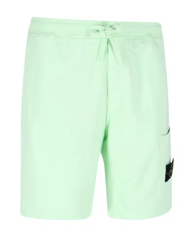 Stone Island Compass-patch Drawstring Cargo Shorts In Green