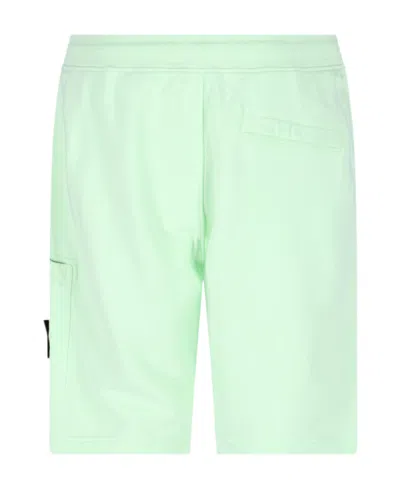 Stone Island Compass-patch Drawstring Cargo Shorts In Green