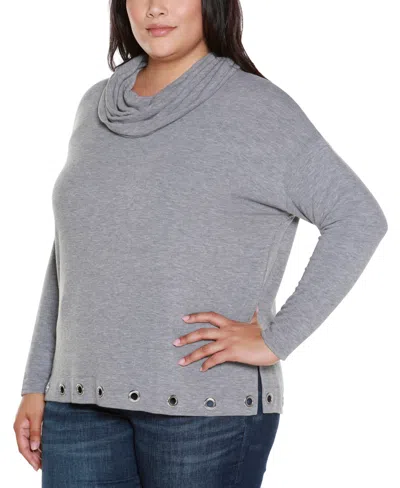 Belldini Women's Hacci Cowl Neck Knit Top In Gray
