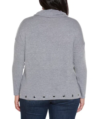 Belldini Women's Hacci Cowl Neck Knit Top In Gray