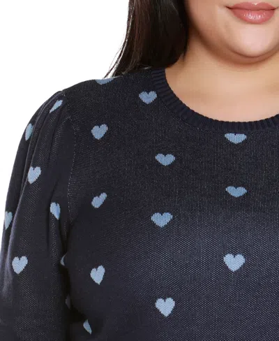 Belldini Plus Size Tiny Hearts Sweater In Blue