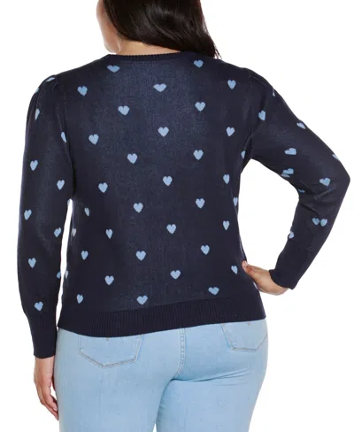 Belldini Plus Size Tiny Hearts Sweater In Blue