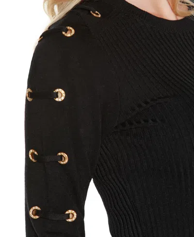 Belldini Women's Grommet-trim Ribbed Sweater In Multi