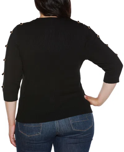 Belldini Women's Grommet-trim Ribbed Sweater In Black