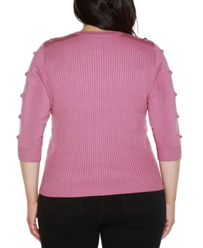 Belldini Women's Grommet-trim Ribbed Sweater In Pink