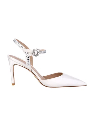 Stuart Weitzman Pointed-toe Ankle Strapped Pumps In White