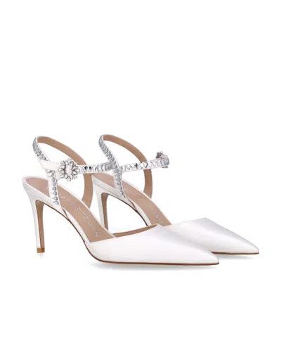 Stuart Weitzman Pointed-toe Ankle Strapped Pumps In White