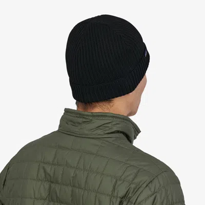 Patagonia Fisherman S Rolled Ribbed Beanie In Black