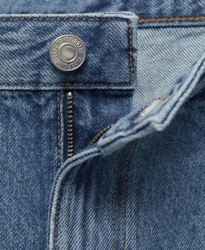 Mango Denim Shorts With Frayed Hem Medium Blue In Blue