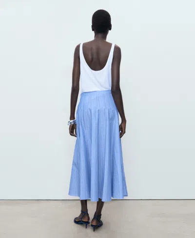 Mango Striped Linen-blend Skirt In Blue