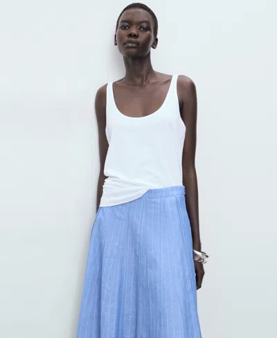 Mango Striped Linen-blend Skirt In Blue