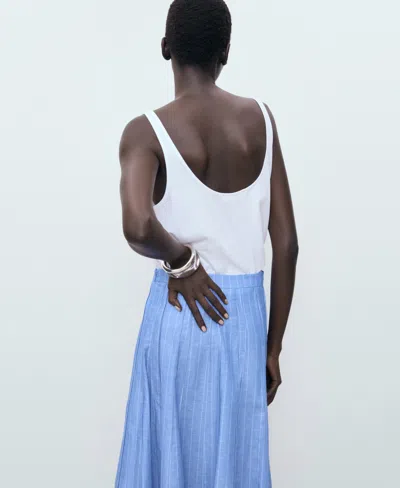 Mango Striped Linen-blend Skirt In Blue