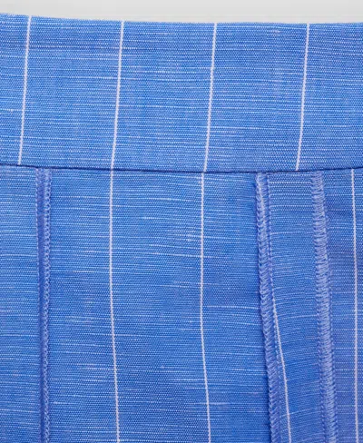 Mango Striped Linen-blend Skirt In Blue