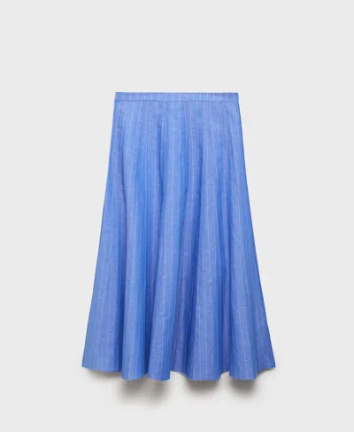 Mango Striped Linen-blend Skirt In Blue