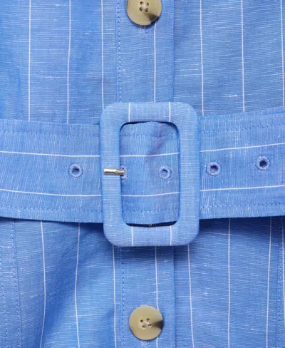 Mango Women's Striped Linen-blend Shirt-style Dress In Blue