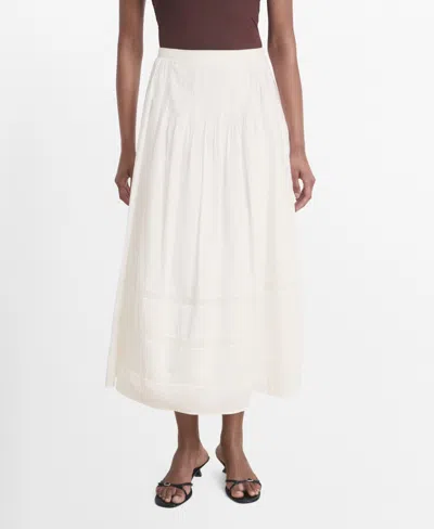 Mango Women's Lace Cotton Skirt In White