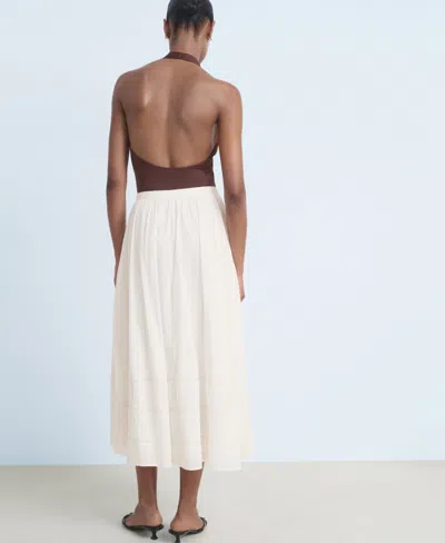 Mango Women's Lace Cotton Skirt In White