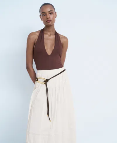 Mango Women's Lace Cotton Skirt In White