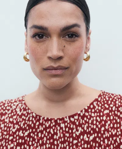 Mango Floral Puff Sleeve Pleated Maxi Dress In Pink