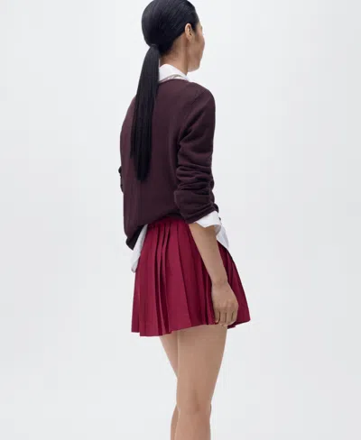Mango Women's Buckles Pleated Skirt In Burgundy