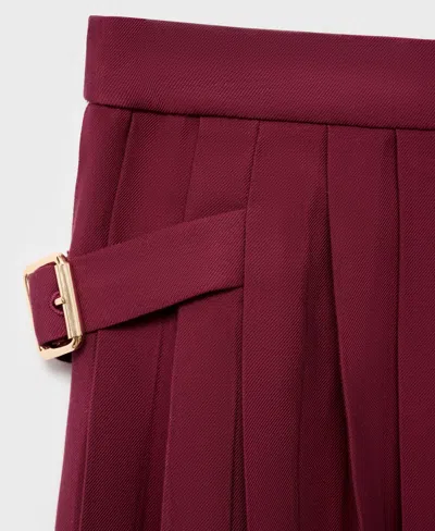 Mango Women's Buckles Pleated Skirt In Burgundy