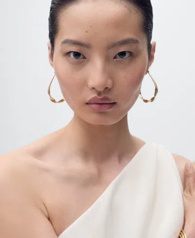 Mango Long Asymmetrical Draped Jumpsuit Off White In White