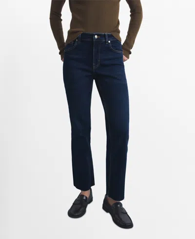 Mango Women's Sienna Flared Cropped Jeans In Blue