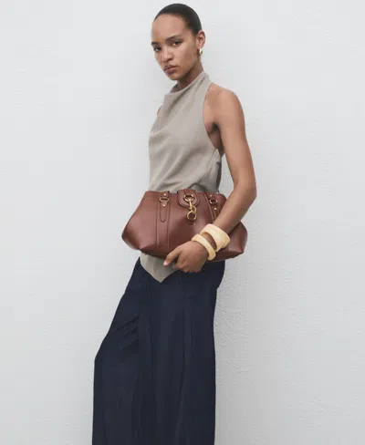 Mango Wide Leg Denim Pants With Stitching Open Blue In Blue