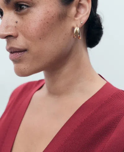 Mango Button Front Knit Vest In Burgundy